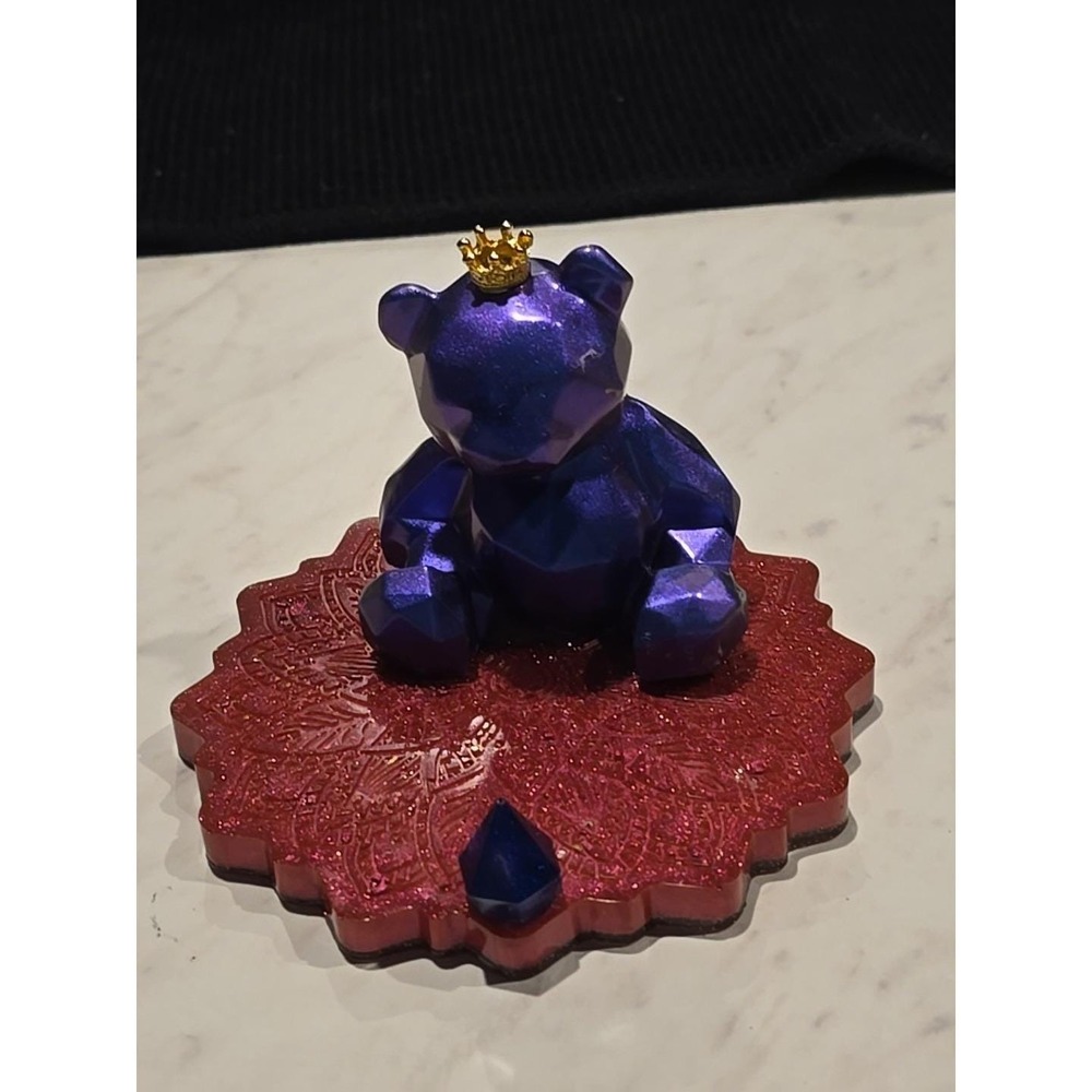 Handmade Resin Cell Phone Holder Purple Red‎ Bear  740